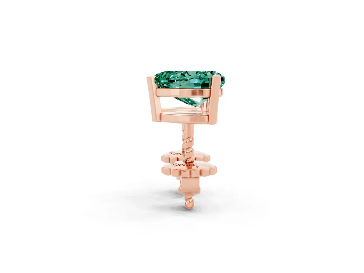 Heart Cut Green Sapphire Stud Earrings Rose gold