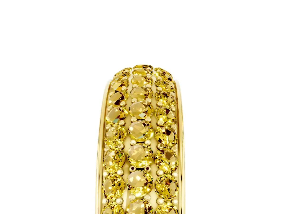 Three-Row Round Yellow Sapphire Eternity Band with Shared Prong Setting Yellow gold