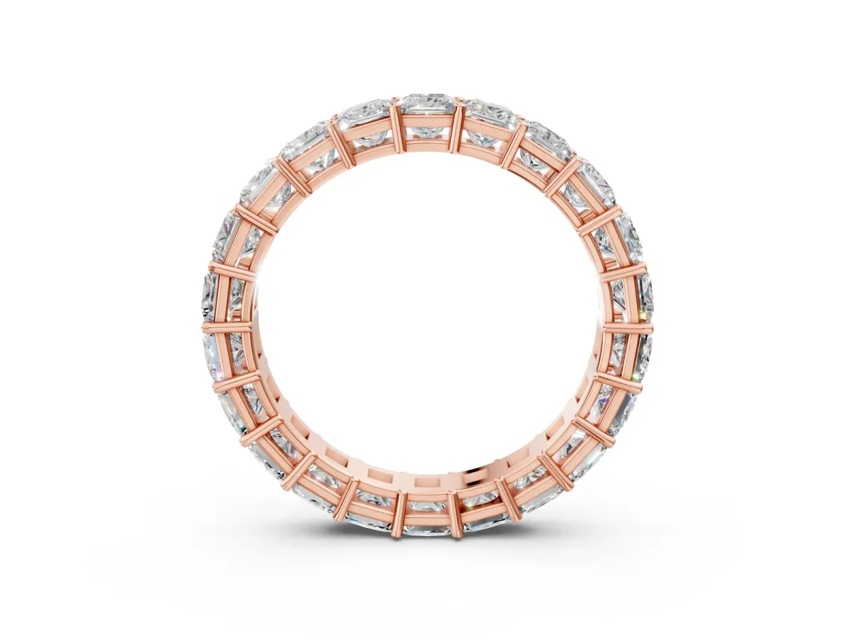 Princess Cut Eternity Band with Shared Prong Setting Rose gold