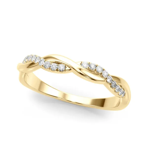 Twisted Pave Round Diamond Infinity Band with Channel Setting Yellow gold
