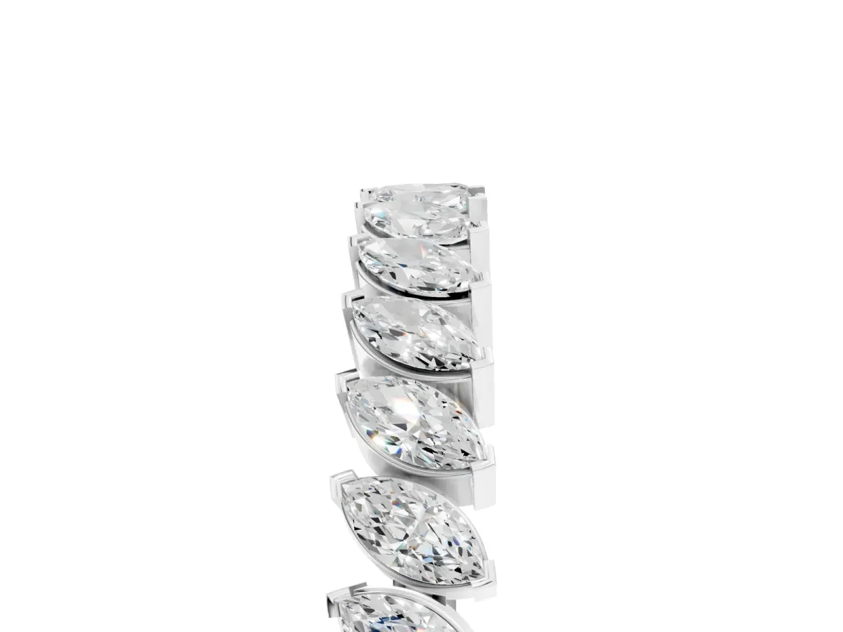 Marquise Diamond Half-Eternity Band with Shared Prong Setting Platinum