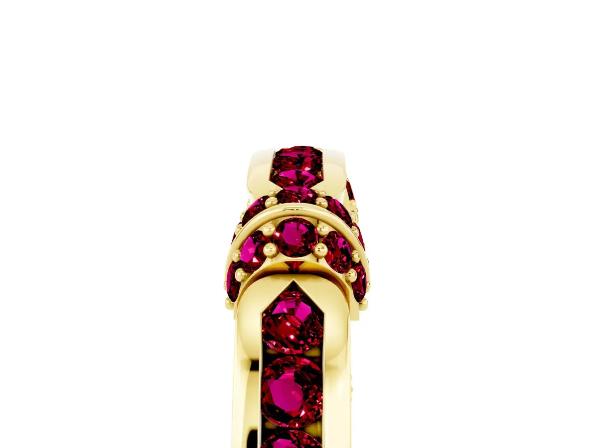 Pavé Round Garnet Link Band with Bezel Setting Yellow gold
