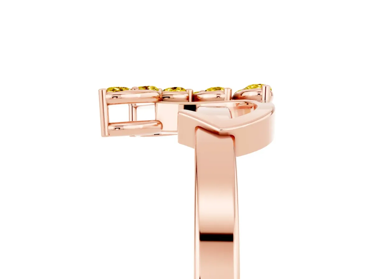 Marquise Yellow Sapphire Cluster Bypass Ring with Prong Setting Rose gold