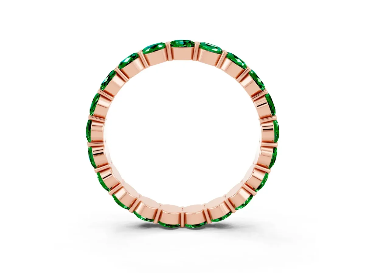 Round Emerald Eternity Band with U-Prong Setting Rose gold