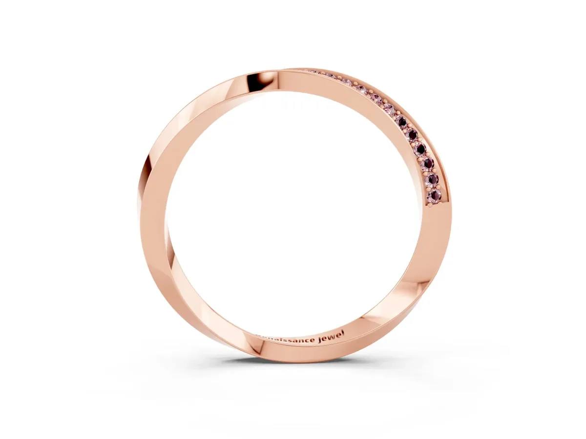 Pavé Round Morganite Twist Band Rose gold