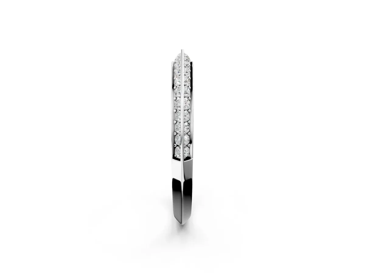Double Row Pavé Round Diamond Eternity Band with Channel Setting Silver