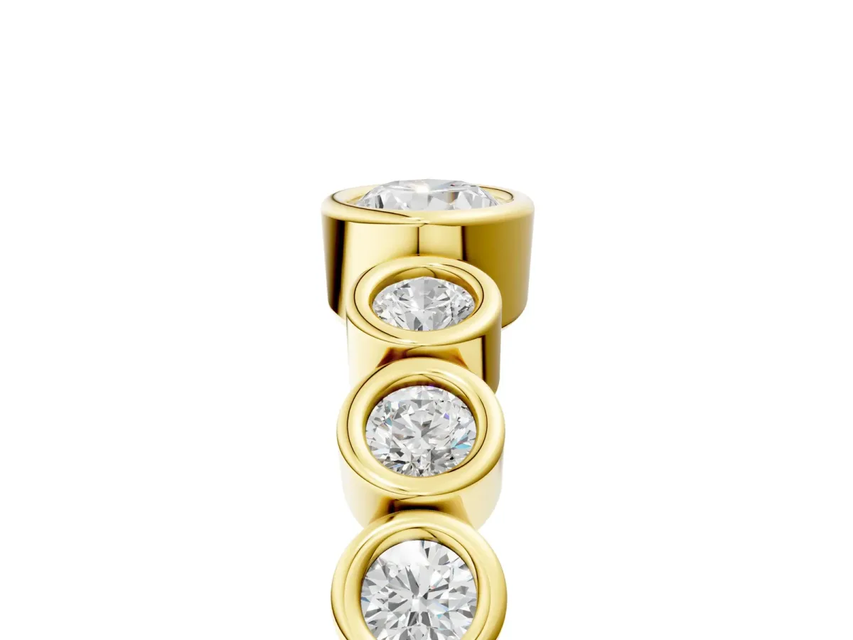 Bezel Set Oval Diamond Half Eternity Band Yellow gold