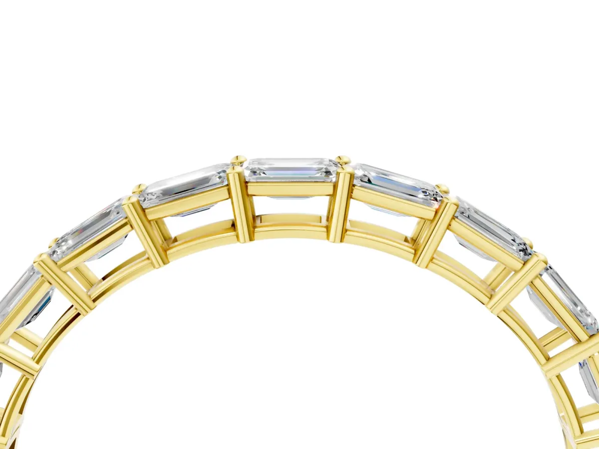 Emerald Cut Diamond Single Row Wedding Band Yellow gold