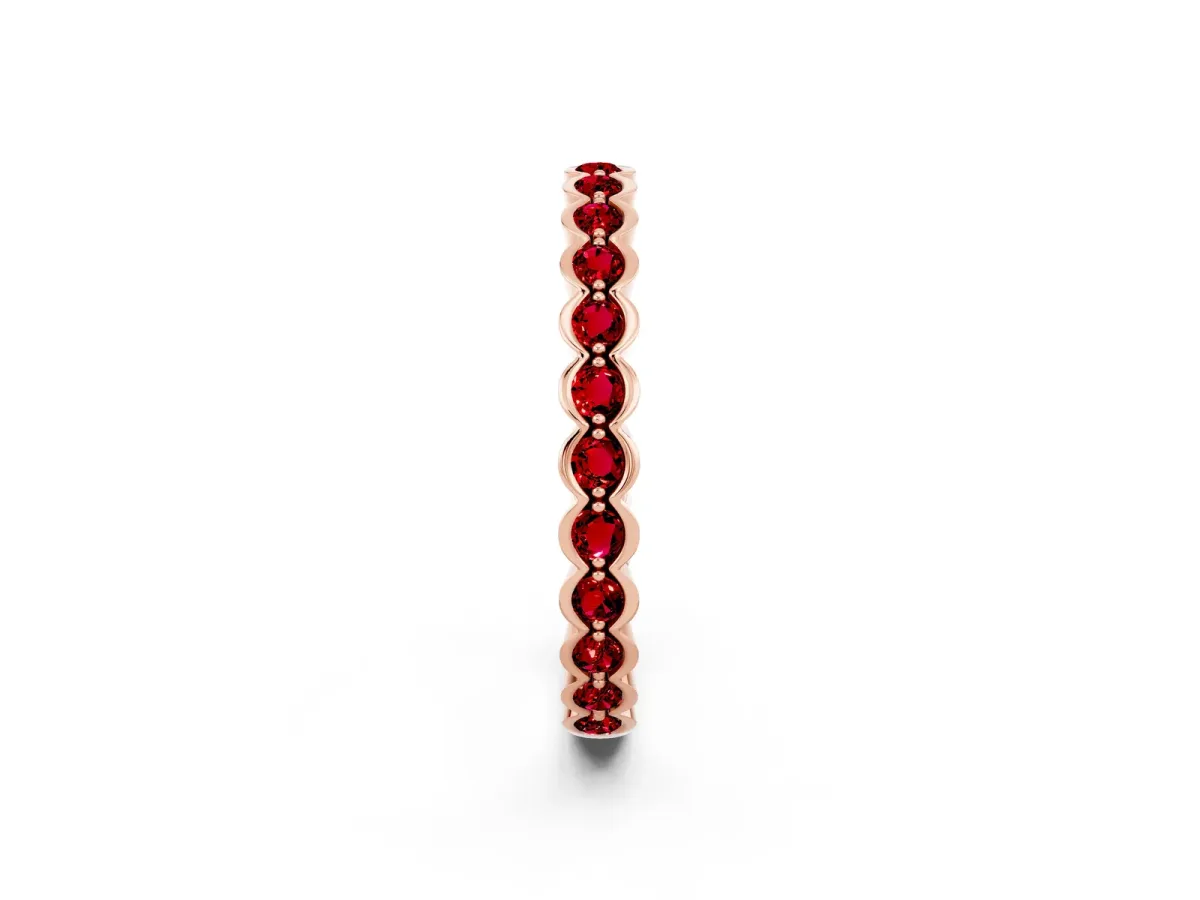 Round Ruby Bezel Set Eternity Band Rose gold