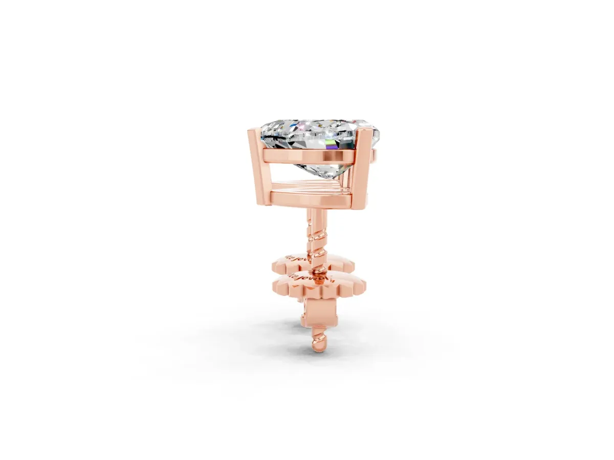 Heart Cut Moissanite Stud Earrings Rose gold