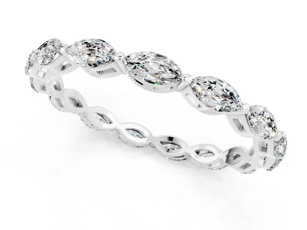 Marquise Moissanite Eternity Band with U-Prong Setting Platinum