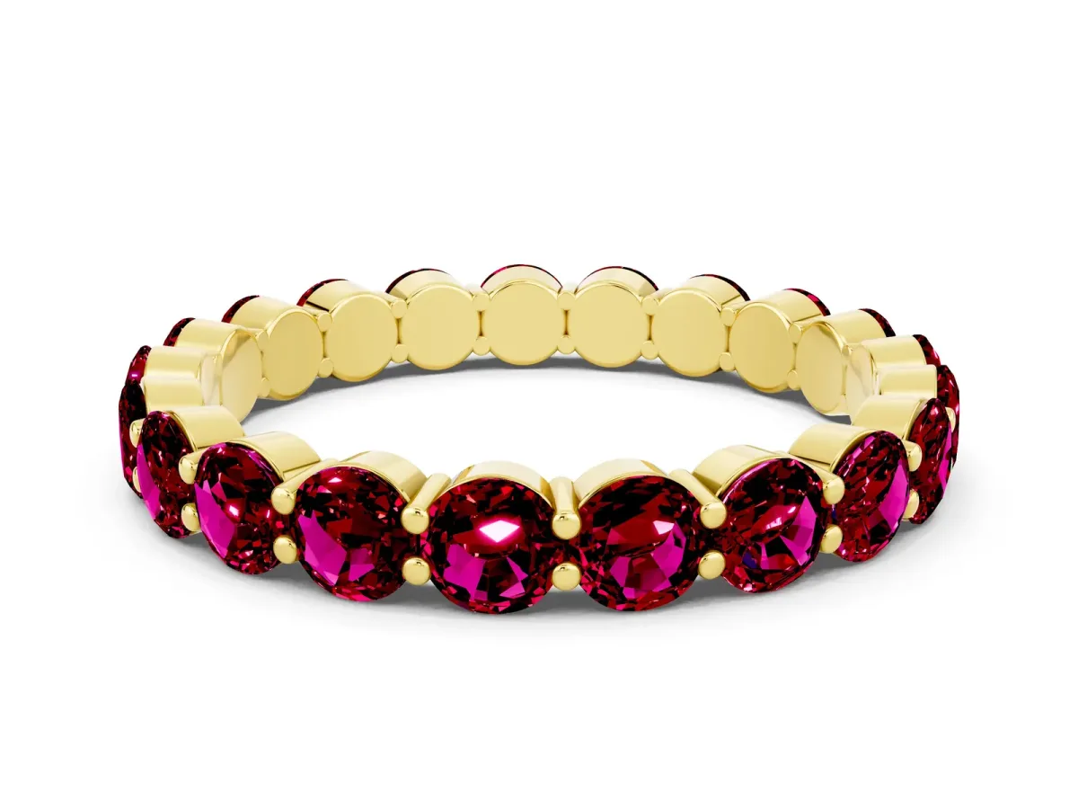 Round Garnet Eternity Band with U-Prong Setting Yellow gold