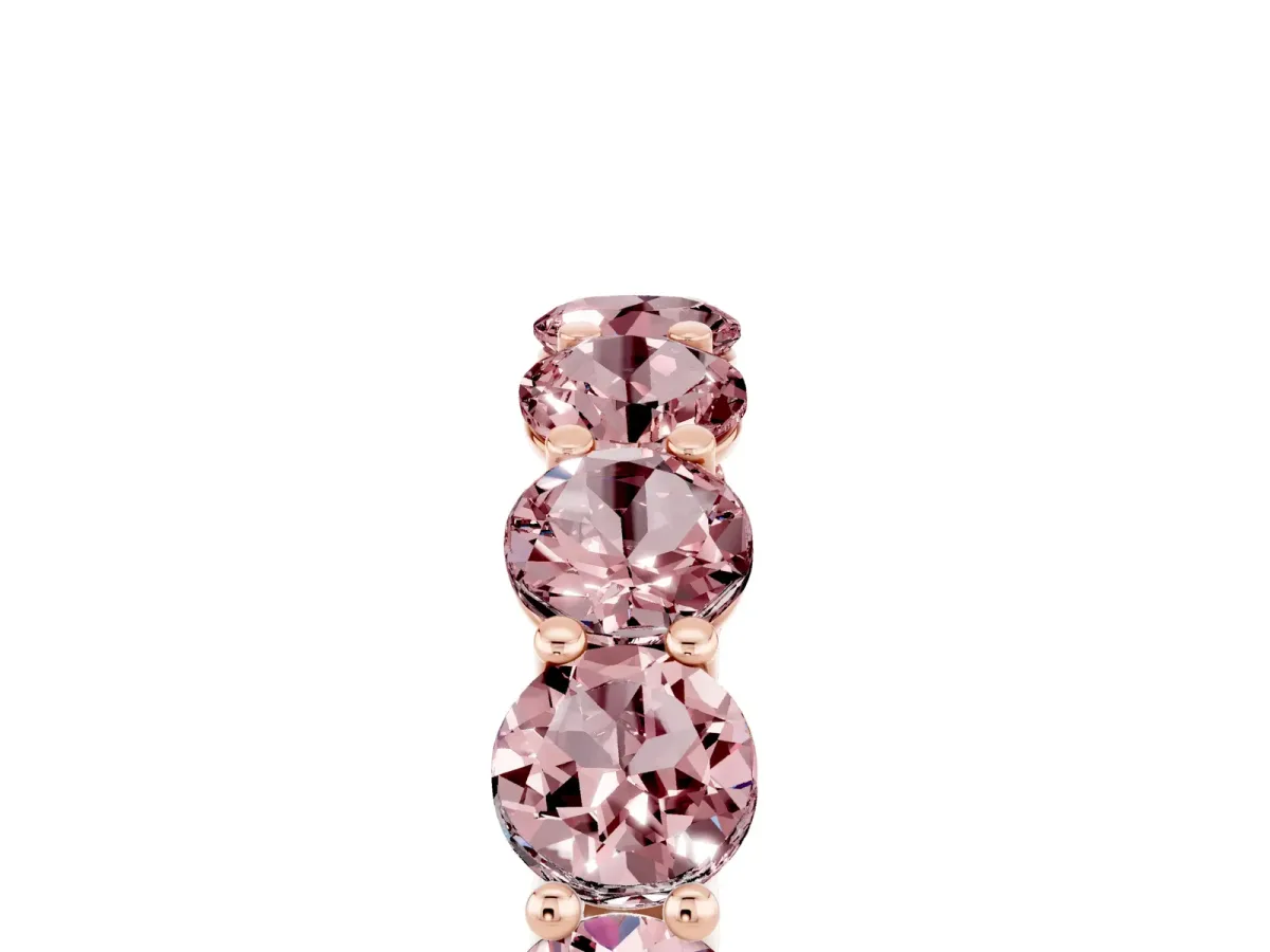 Round Morganite Shared Prong Eternity Band Rose gold