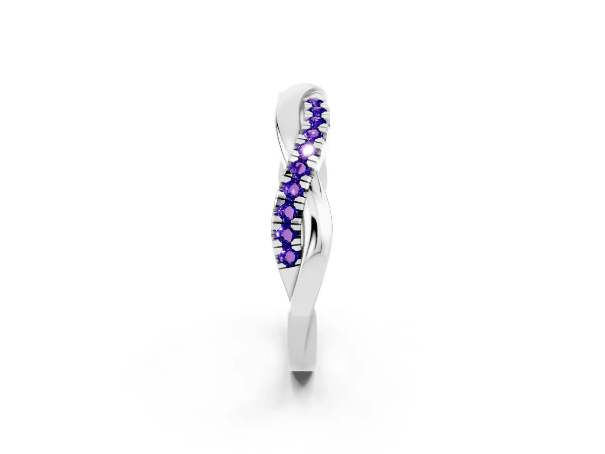 Round Tanzanite Twisted Infinity Band with Prong Setting Platinum