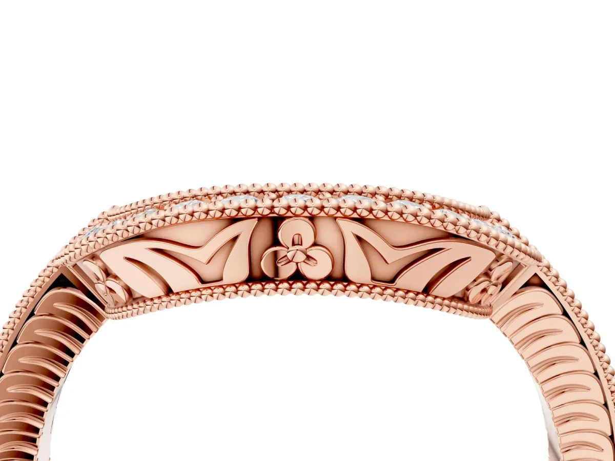 Channel Set Round Diamond Chevron Band Rose gold