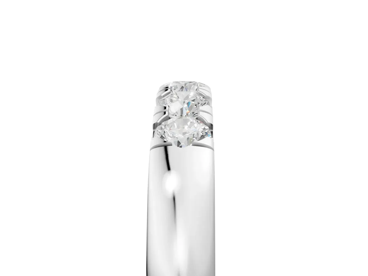 Round Diamond Channel Set Half Eternity Band Platinum