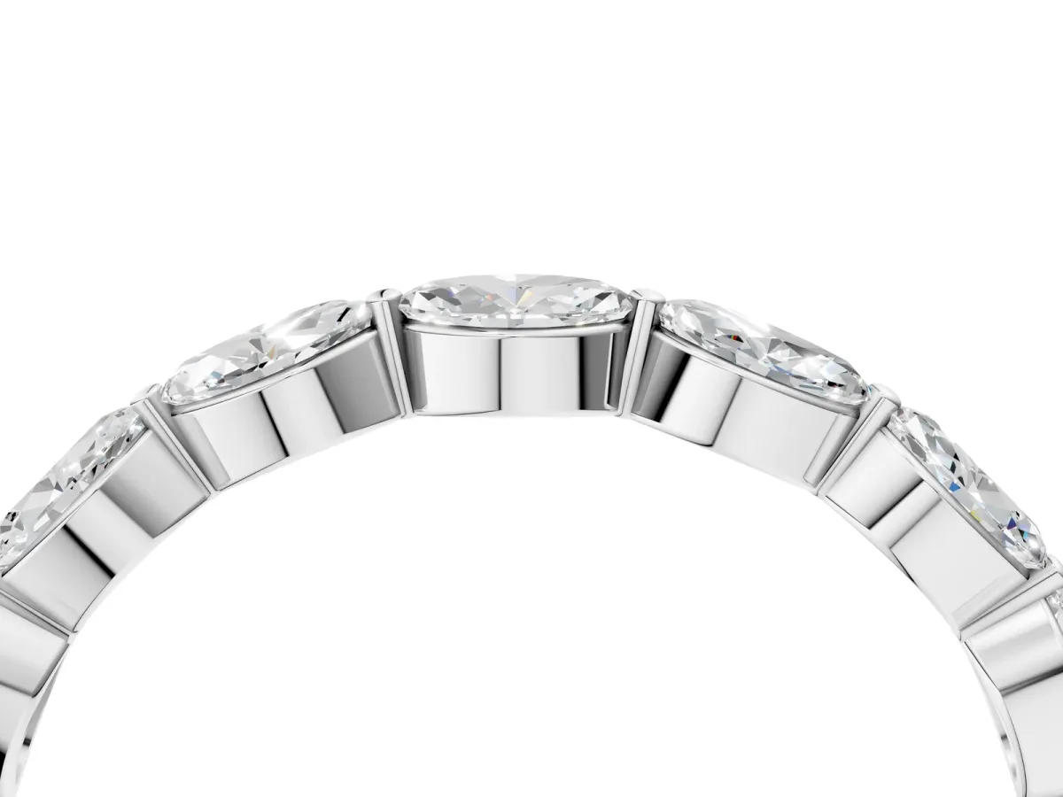 Marquise Diamond Half Eternity Band with Prong Setting White gold