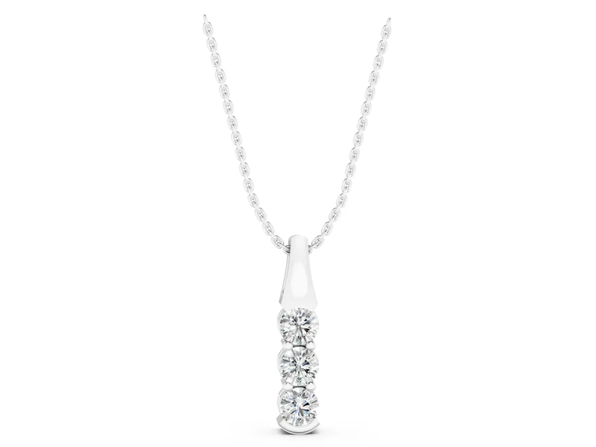 Four-Stone Round Diamond Channel-Set Pendant White gold