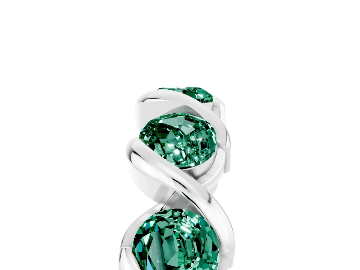 Round Green Sapphire Wave Band with Channel Setting and Shared Prongs Platinum