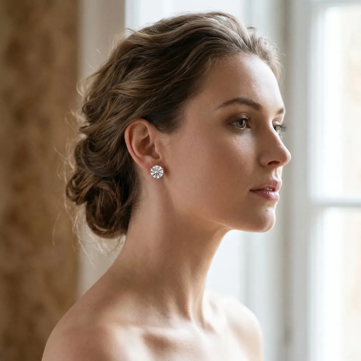Round Brilliant Diamond Martini Stud Earrings Rose gold