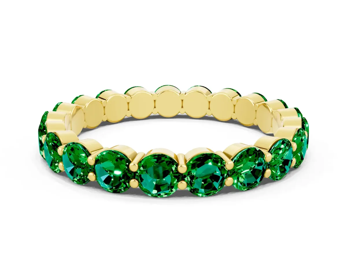 Round Emerald Eternity Band with U-Prong Setting Yellow gold