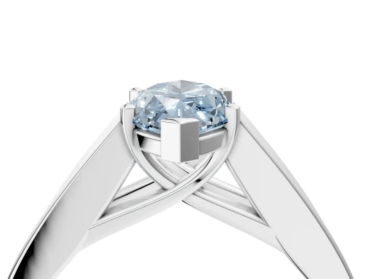 Fancy Blue Marquise Cut Cut Channel Set Solitaire Ring with Four-Prong Setting Silver