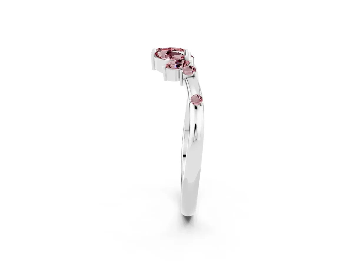Open Marquise Cluster Morganite Band with Prong Setting Silver