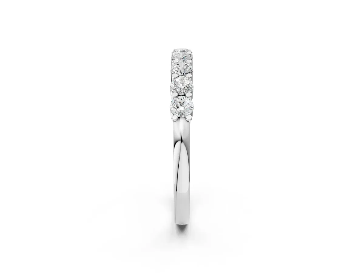 Round Diamond Prong Set Half-Eternity Band Silver
