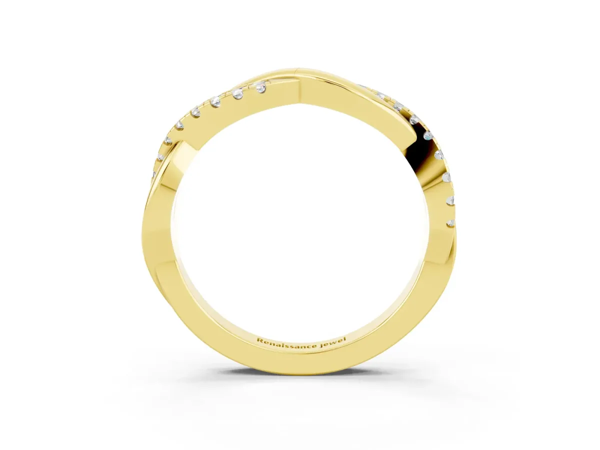 Round Moissanite Twisted Infinity Band with Prong Setting Yellow gold