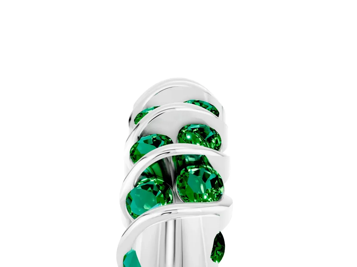 Channel Set Round Emerald Multi-Row Band Silver