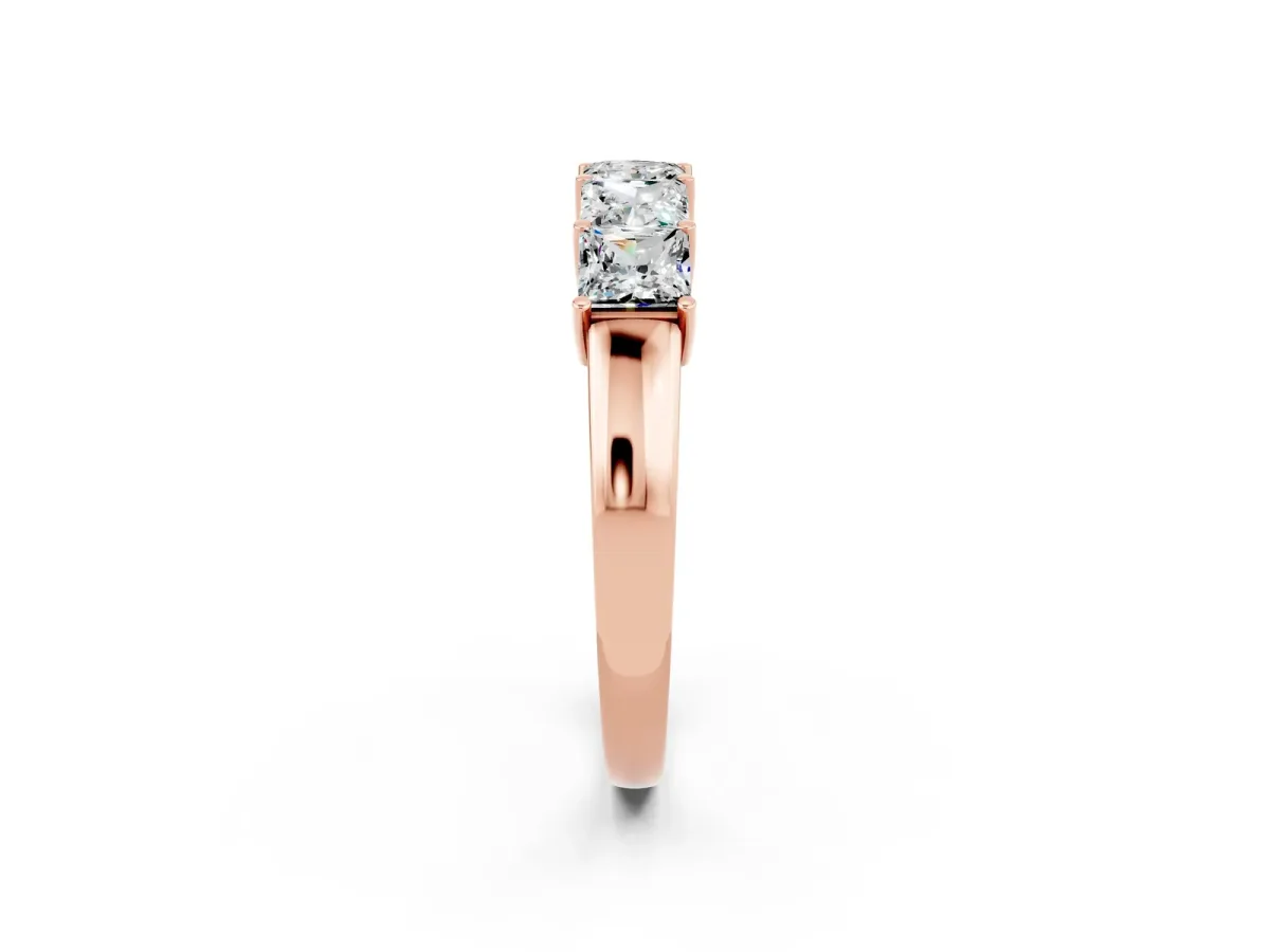 Princess Cut Five-Stone Moissanite Band with Prong Setting Rose gold