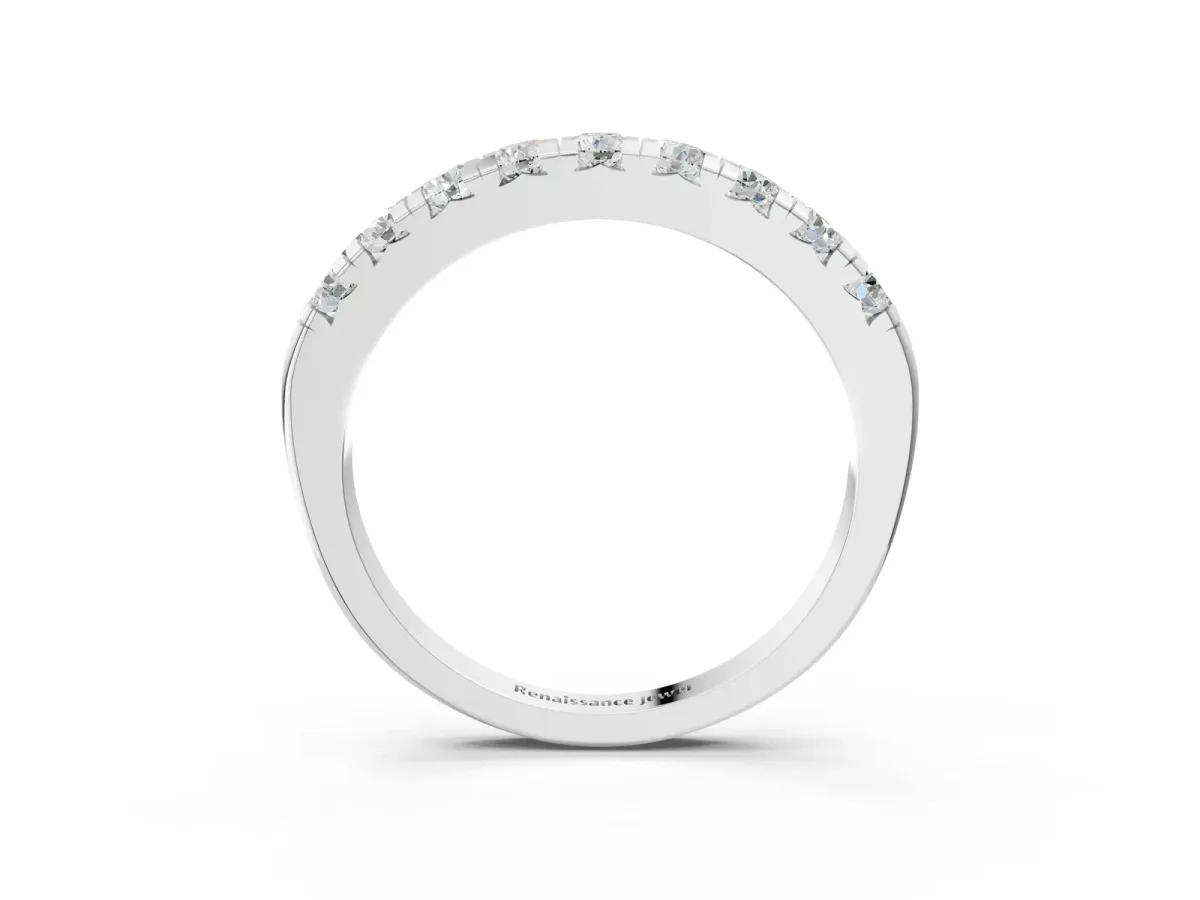 Round Diamond Half-Eternity Prong Set Band Silver