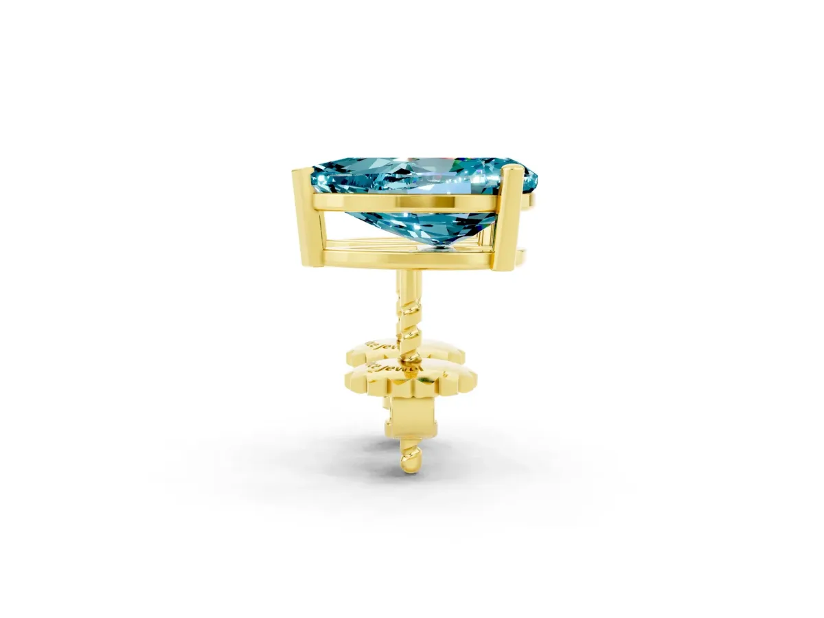 Pear Cut Blue Topaz Stud Earrings Yellow gold