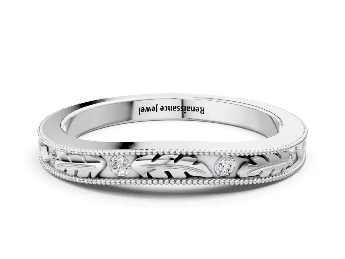 Milgrain Bezel Set Round Diamond Eternity Band Platinum