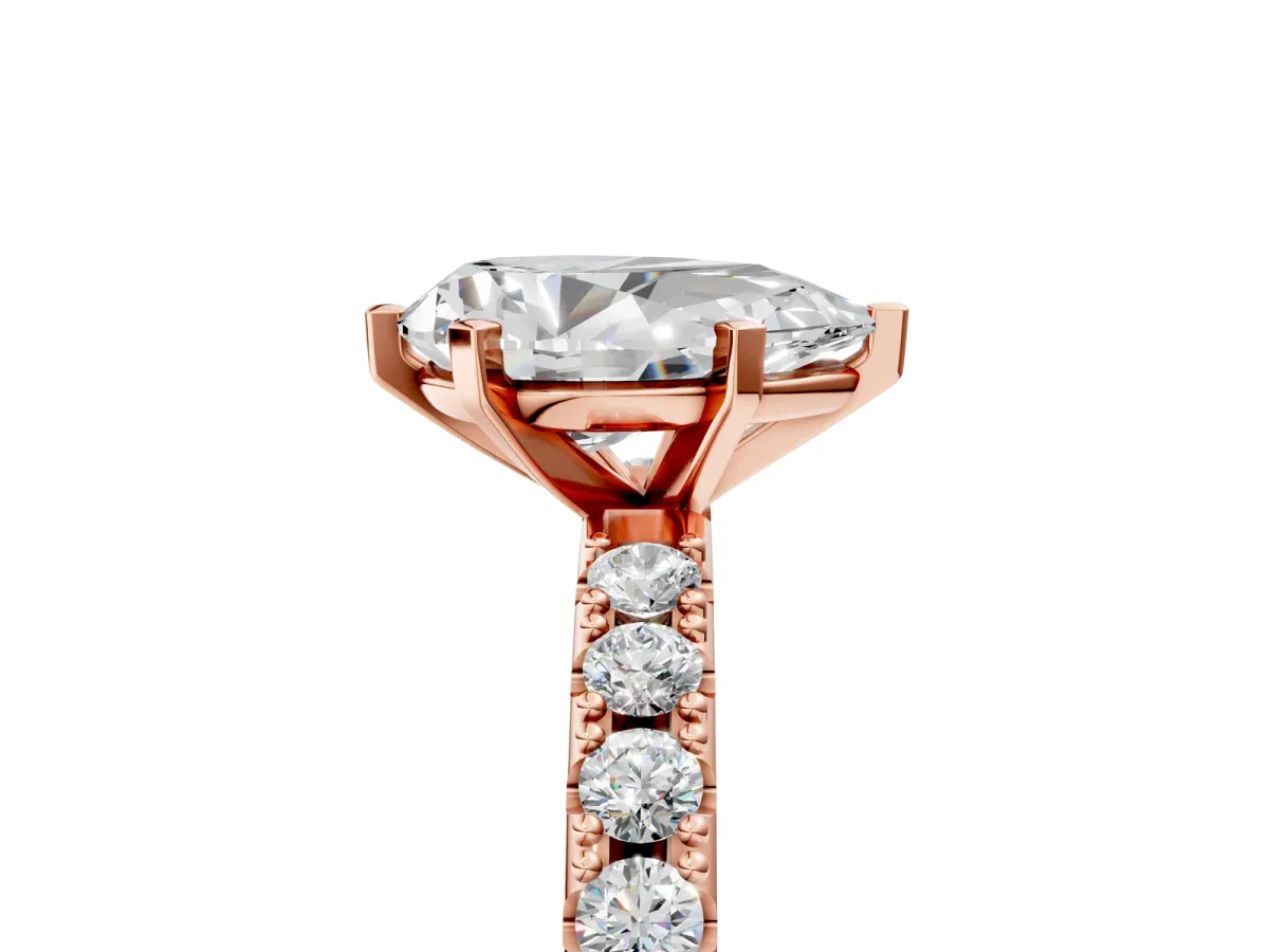 Pear Cut Diamond Solitaire Pavé Band with Four-Prong Setting Rose gold