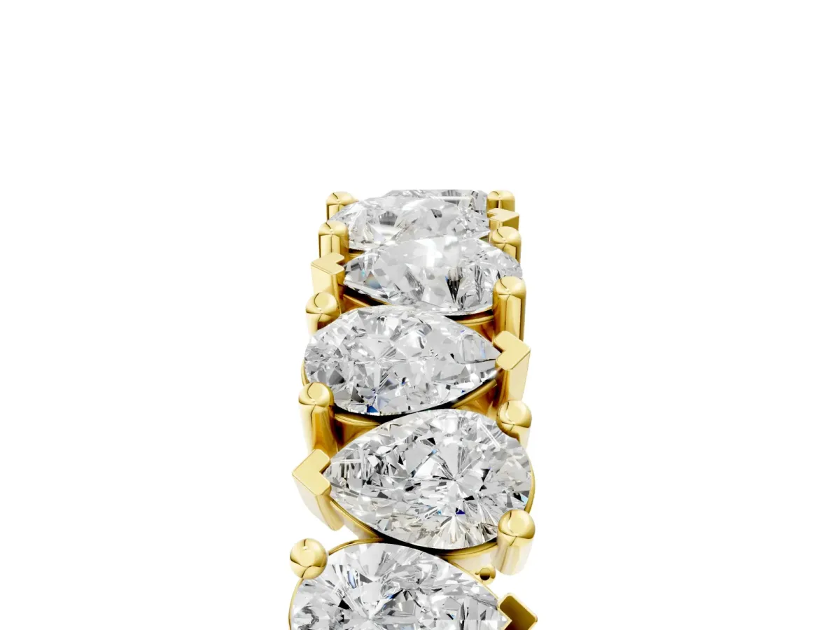 Pear Diamond Shared Prong Eternity Band Yellow gold