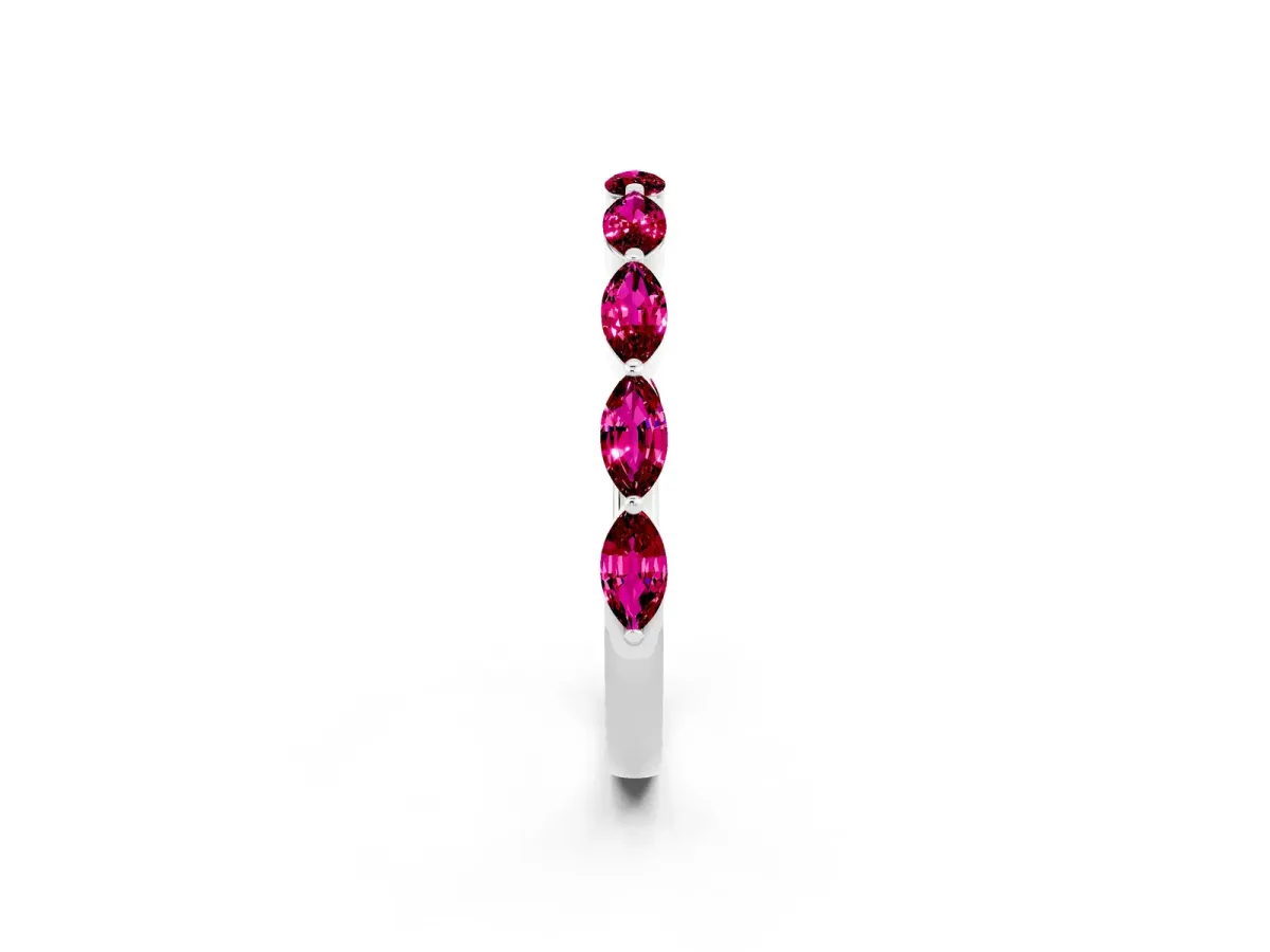 Marquise Garnet Half Eternity Band with Prong Setting White gold