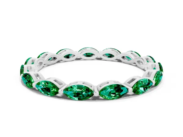 Marquise Emerald Eternity Band with U-Prong Setting Platinum