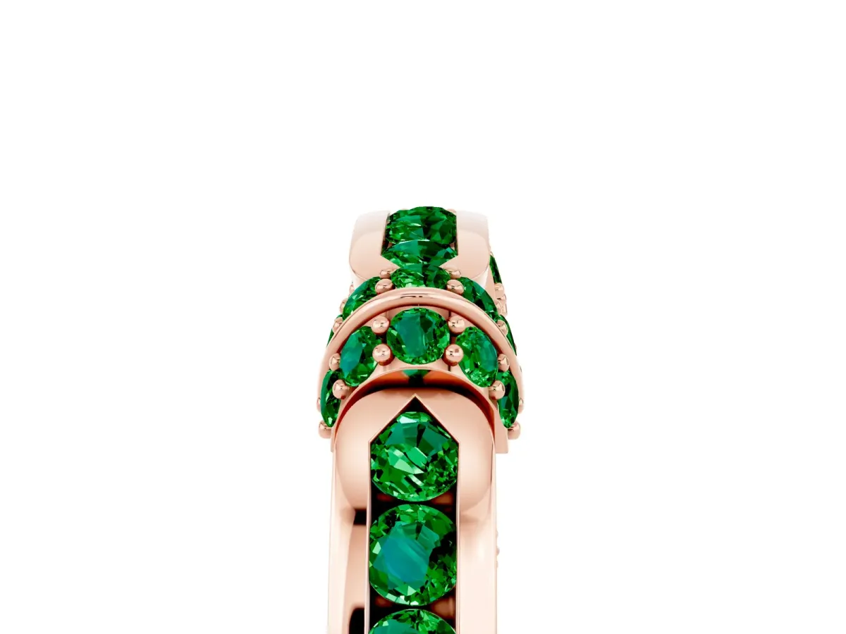 Pavé Round Emerald Link Band with Bezel Setting Rose gold