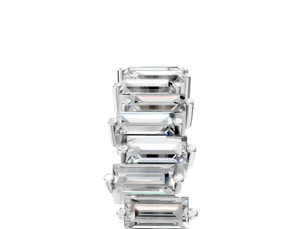 Baguette Diamond Half Eternity Ring with Prong Setting Platinum