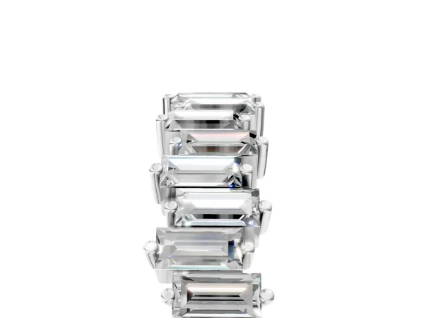 Baguette Diamond Half Eternity Ring with Prong Setting Platinum