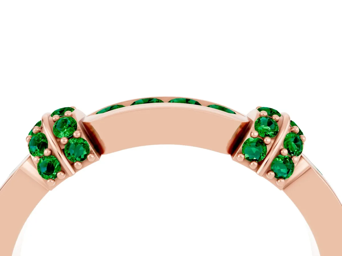 Pavé Round Emerald Link Band with Bezel Setting Rose gold