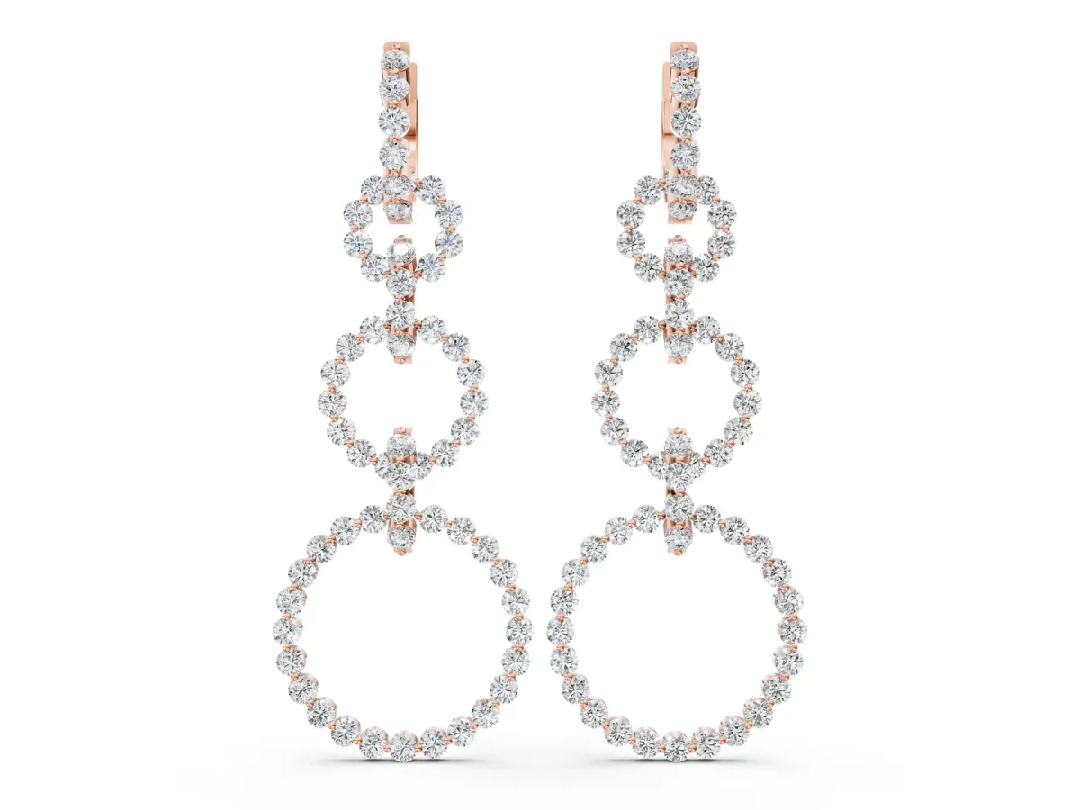 Round Diamond Multiway Open Circle Statement Earrings Rose gold