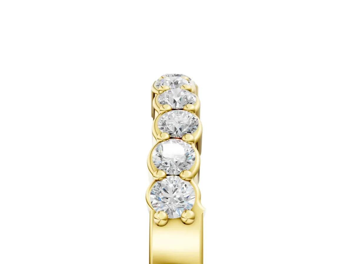 Round Diamond Half-Eternity Band with U-Prong Setting Yellow gold