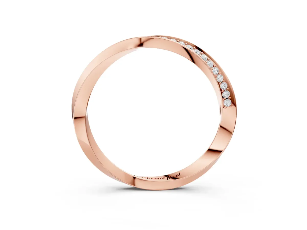 Pavé Round Diamond Twist Band Rose gold