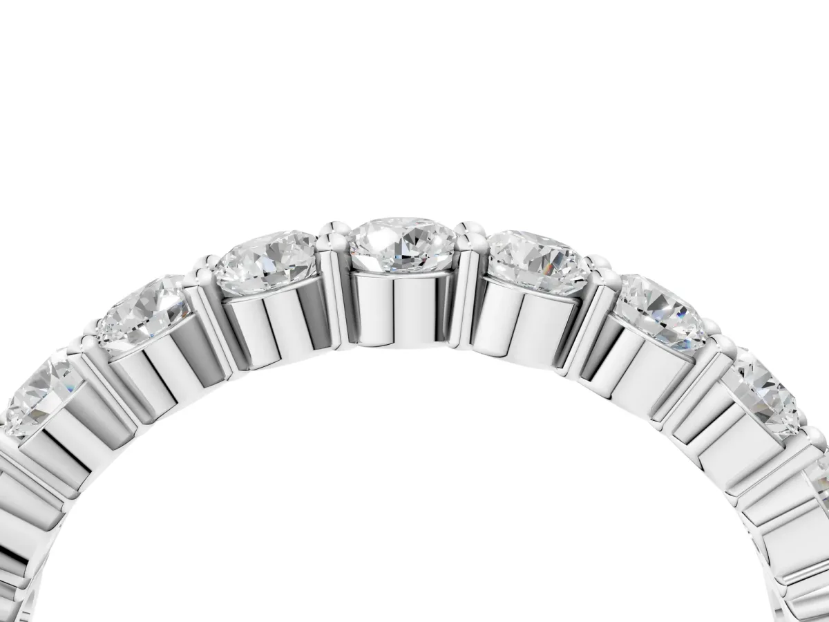 Round Diamond Half Eternity Band with Prong Setting Silver