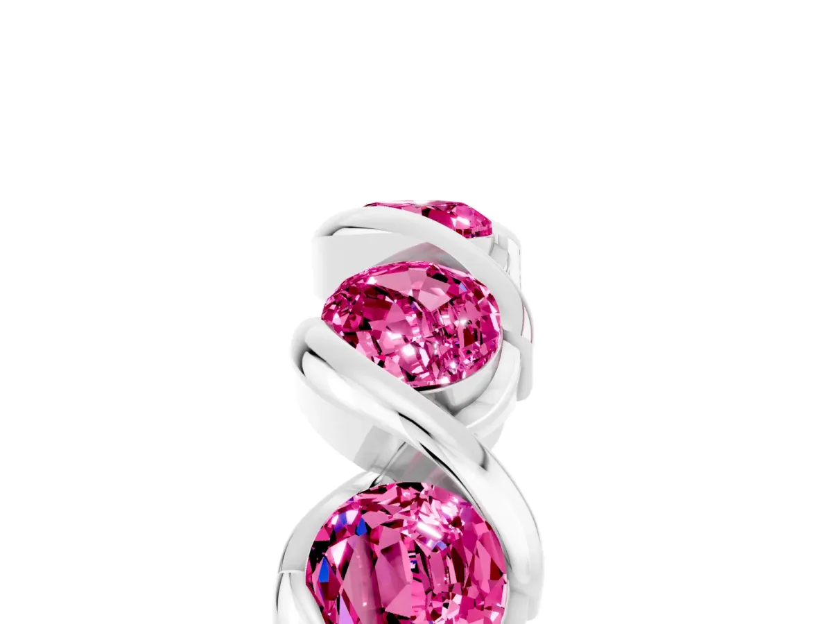 Round Pink Sapphire Wave Band with Channel Setting and Shared Prongs Platinum