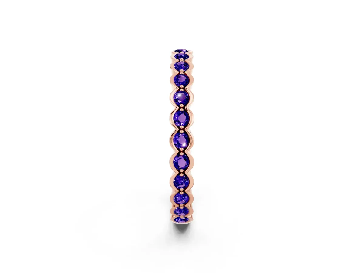 Round Tanzanite Bezel Set Eternity Band Rose gold
