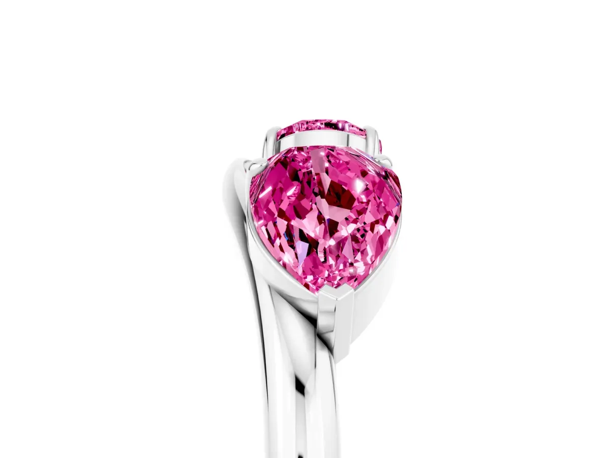 Two-Stone Pear Pink Sapphire Bypass Ring with Prong Setting Platinum