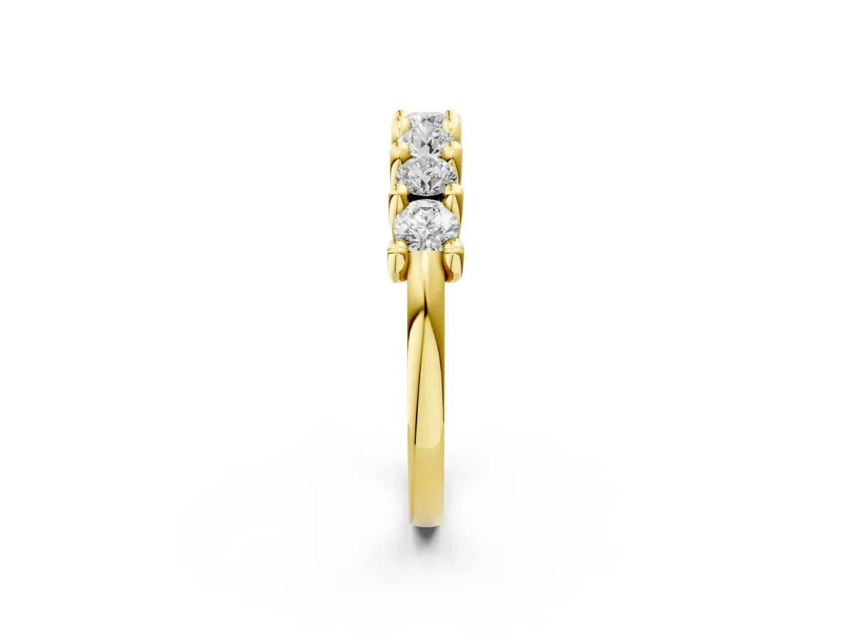 Round Diamond Prong-Set Half Eternity Band Yellow gold